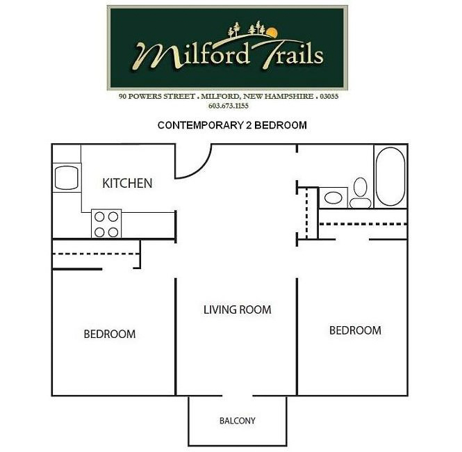 Contemporary 2 Bedroom Floorplan