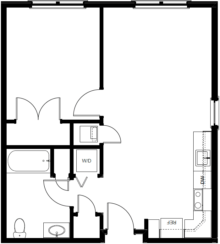 Centennial Style corner apt floorplan 1-bedroom-apartment