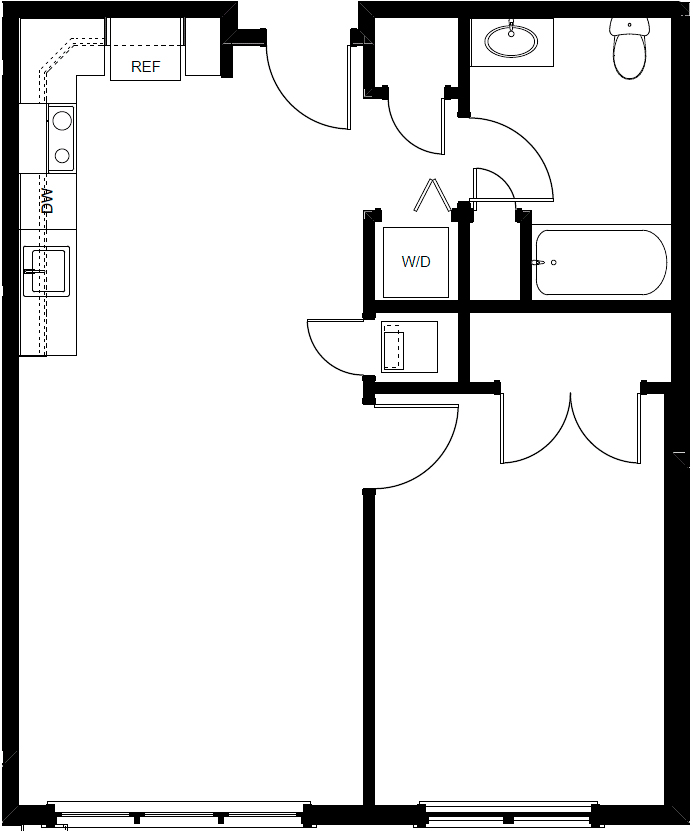 Crosby Style floorplan 1 bedroom apartment