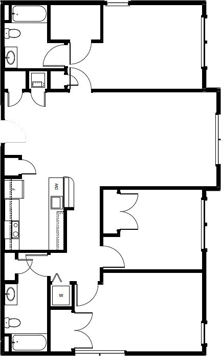 Granite style floorplan 3 bedroom apartment