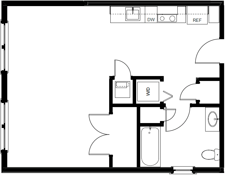 Floorplan for the Souhegan Style Studio Corner Apartment