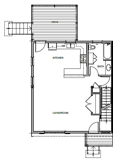 First floor floorplan at Duplexes at Woodland Commons