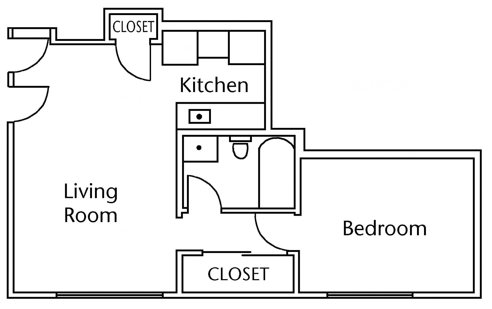 Floorplan 1 bedroom at Eagles Landing