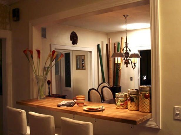 Kitchen With Window To Living Room   Pass Through Serving Bar 