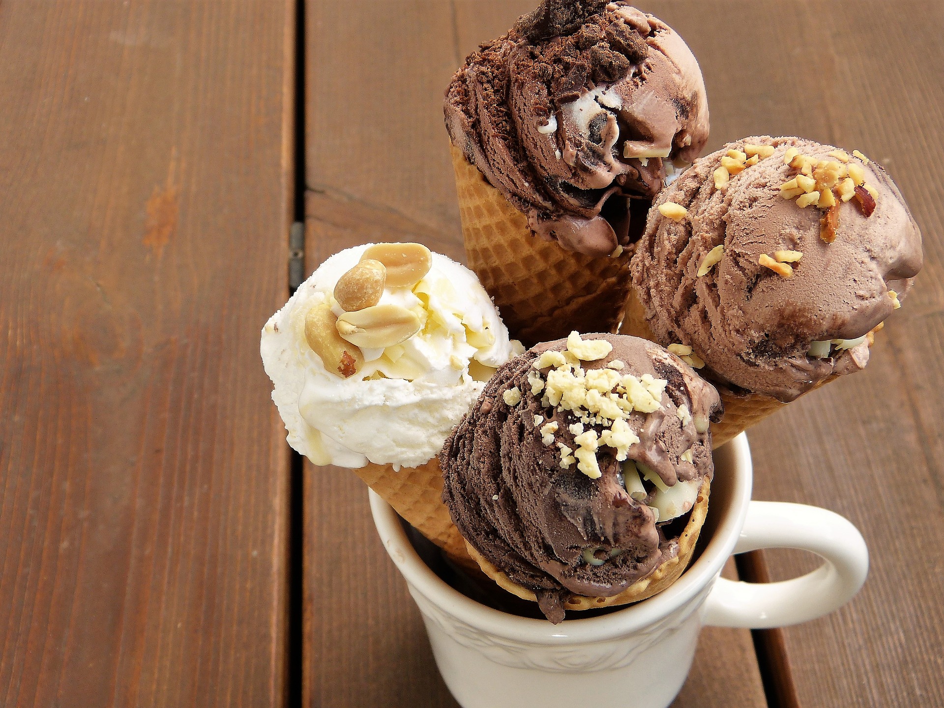 Four ice cream cones