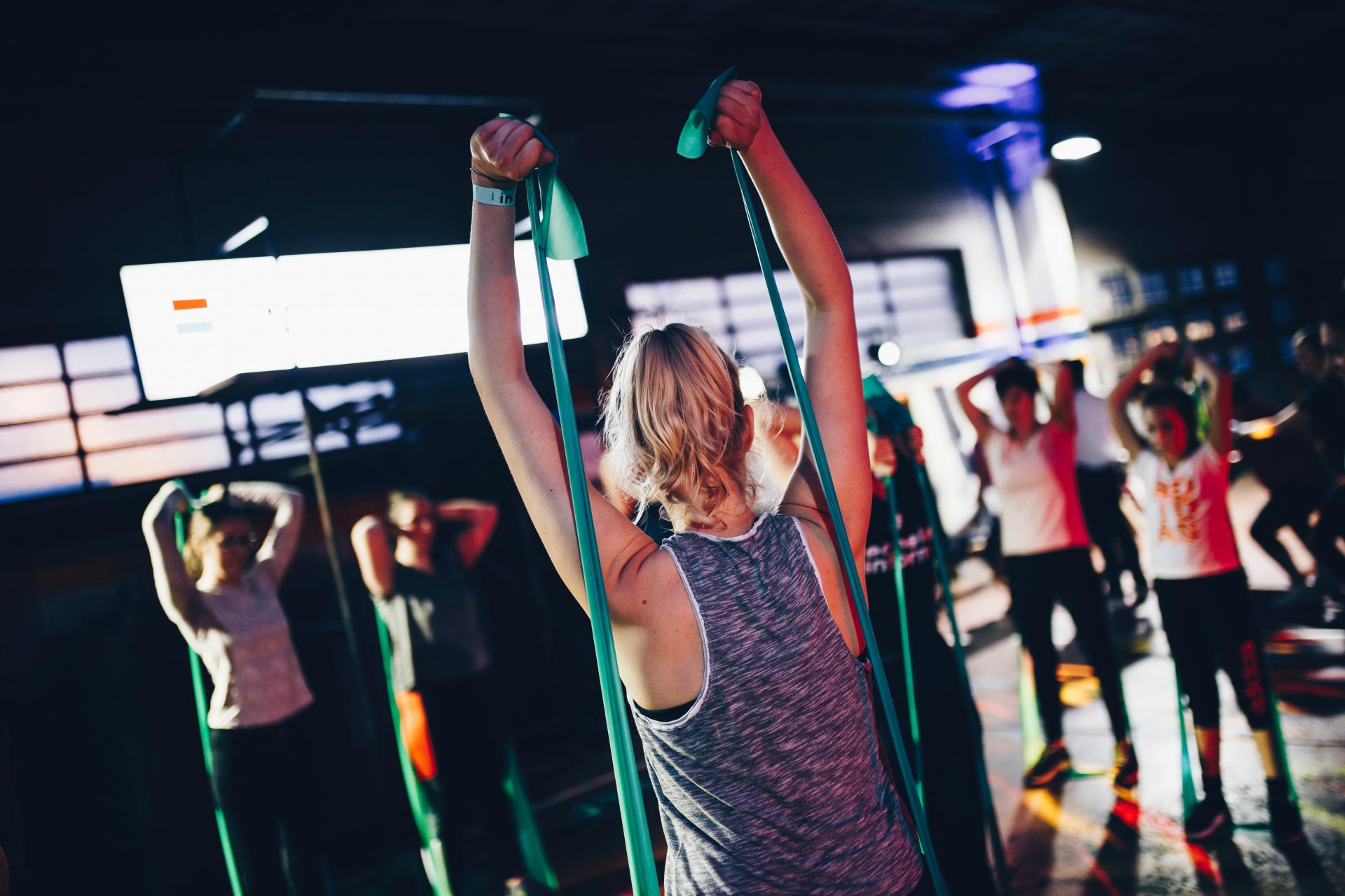 Group exercising at gym