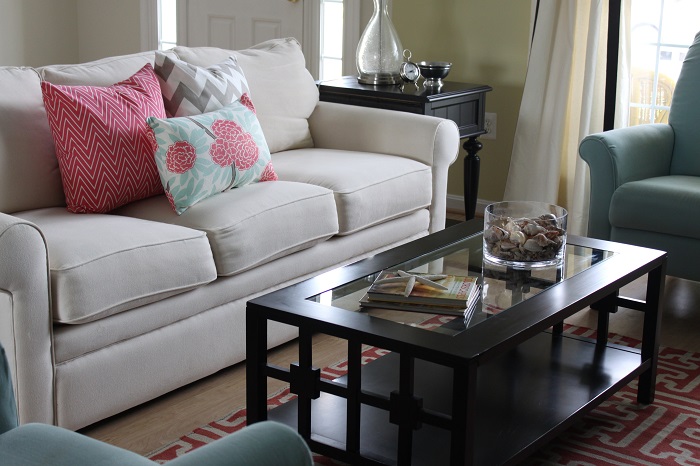 Living room with a couch and table