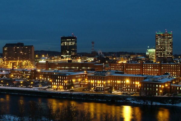 Night view of Manchester NH