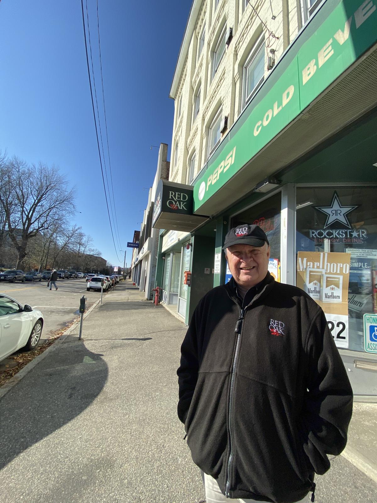 Ron Dupont of Red Oak Apartment Homes outside 64 Merrimack Street in Manchester