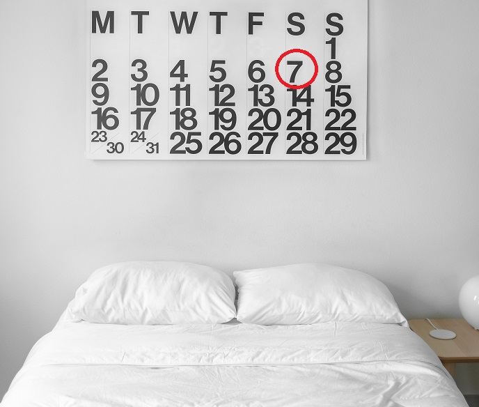 mattress with calendar wall haning