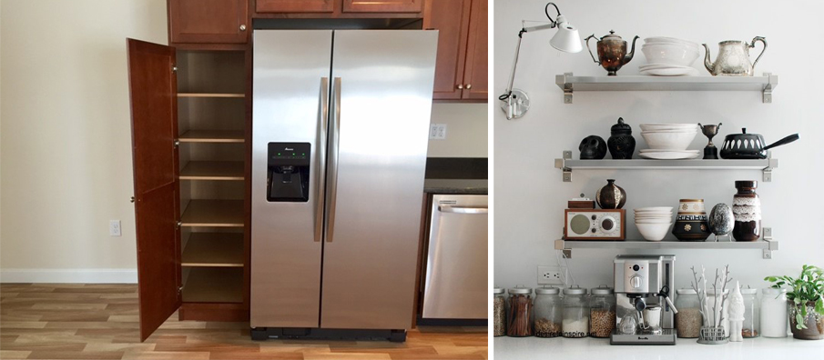 kitchen shelving and pantry closet