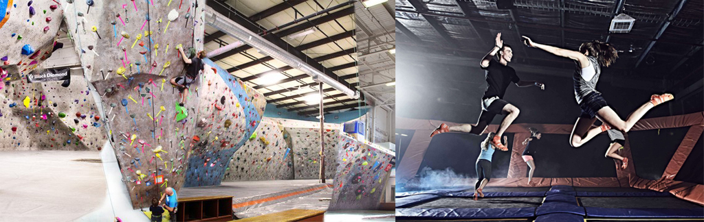 rock climbing and trampoline park