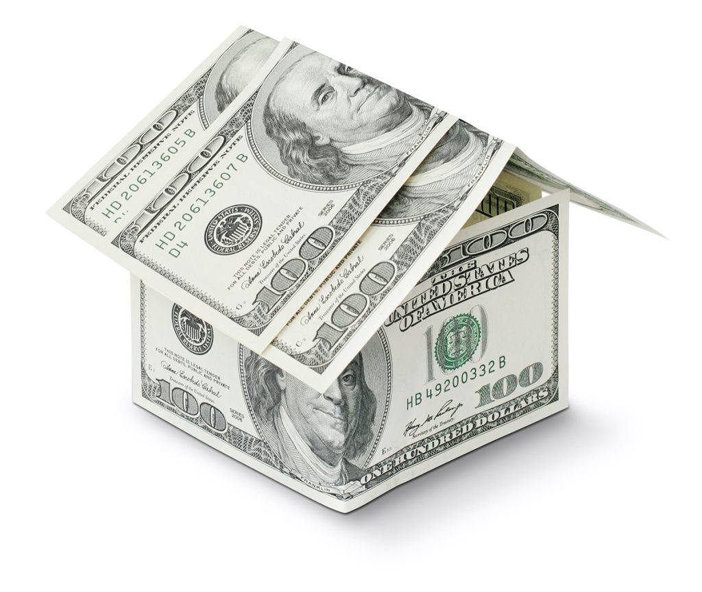 Money in shape of a house